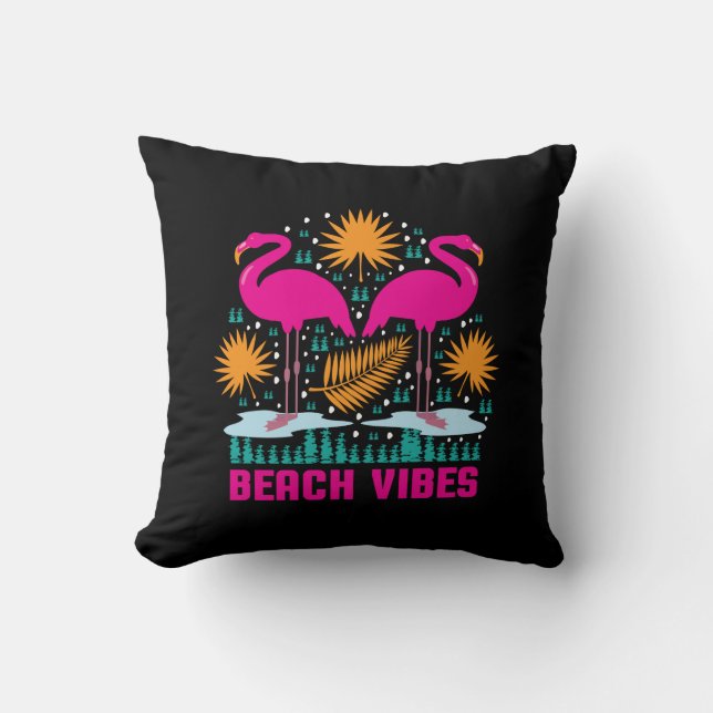 Coussin Conception de flamants roses de vibrations de plag (Recto)