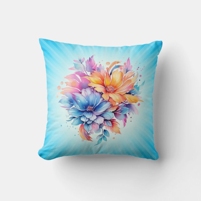 Coussin Conception de fleurs florales aquarelle-24683 (Recto)