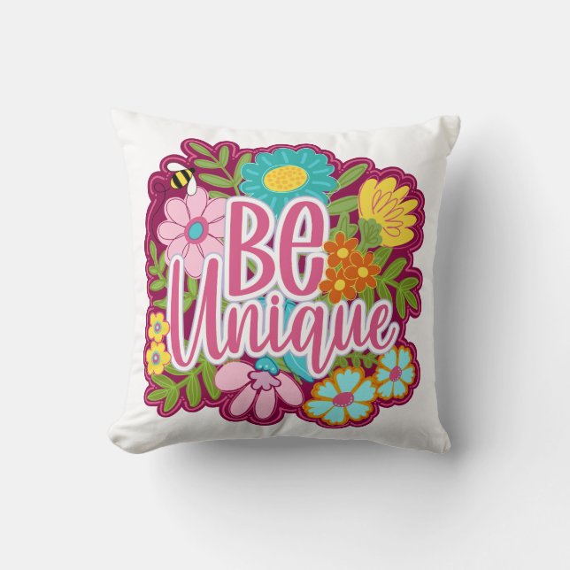 Coussin Conception de fleurs motivationnelles Soyez Unique (Recto)