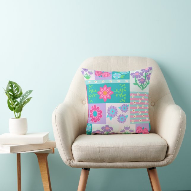 Coussin Conception de fleurs vibrantes en fleurs (Chaise)