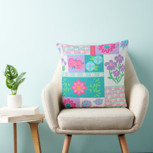 Coussin Conception de fleurs vibrantes en fleurs