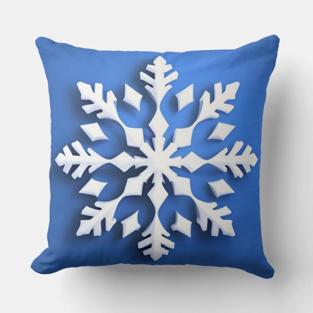 Coussin Conception de flocon de neige blanc détaillé (Recto)