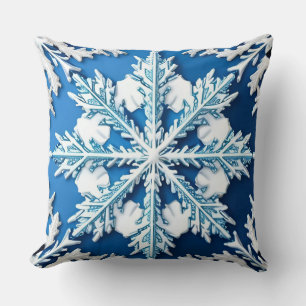 Coussin Conception de flocon de neige bleu complexe