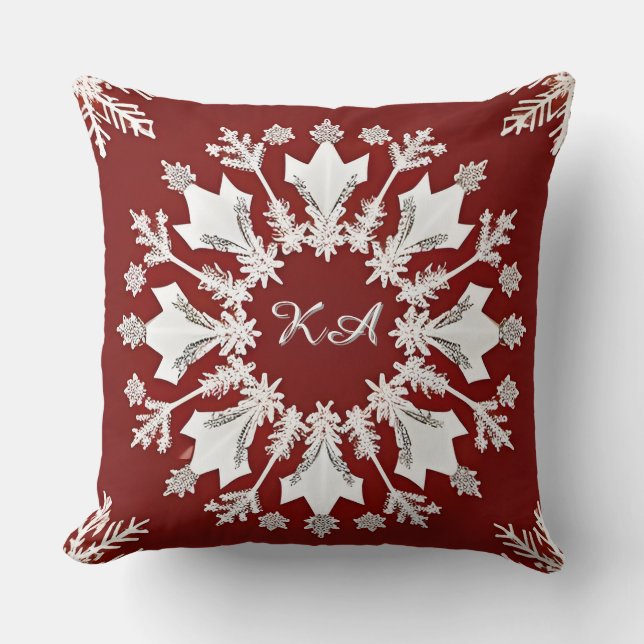 Coussin Conception de flocon de neige de Noël (Recto)