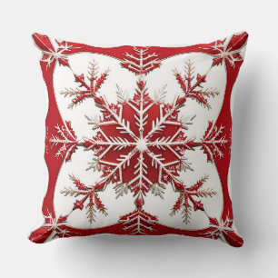 Coussin Conception de flocon de neige rouge complexe