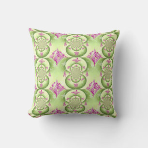 Coussin Conception de fractale verte et violette