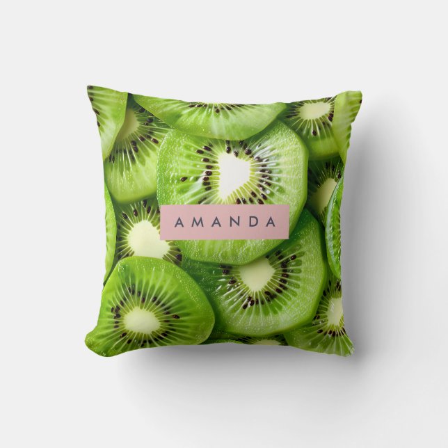 Coussin Conception de fruit de kiwi vibrant personnalisé (Recto)