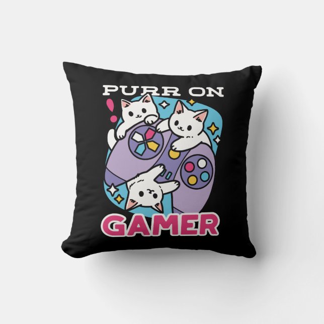 Coussin Conception de gamer de chat - Purr sur Gamer Joyst (Recto)
