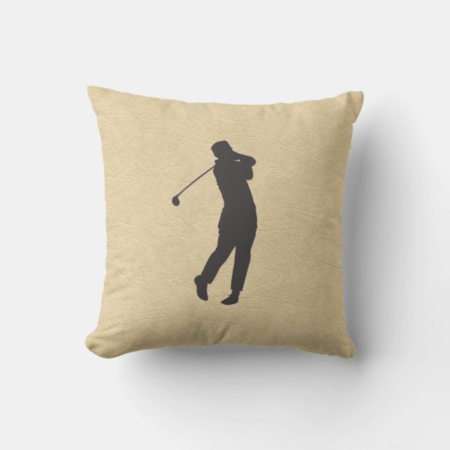Coussin Conception de golf en cuir marron (Recto)