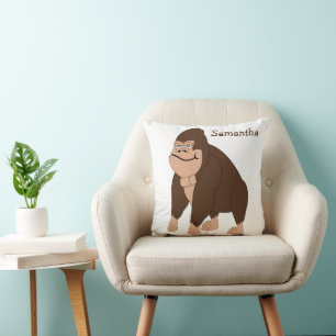 Coussin Conception de gorille marron personnalisée