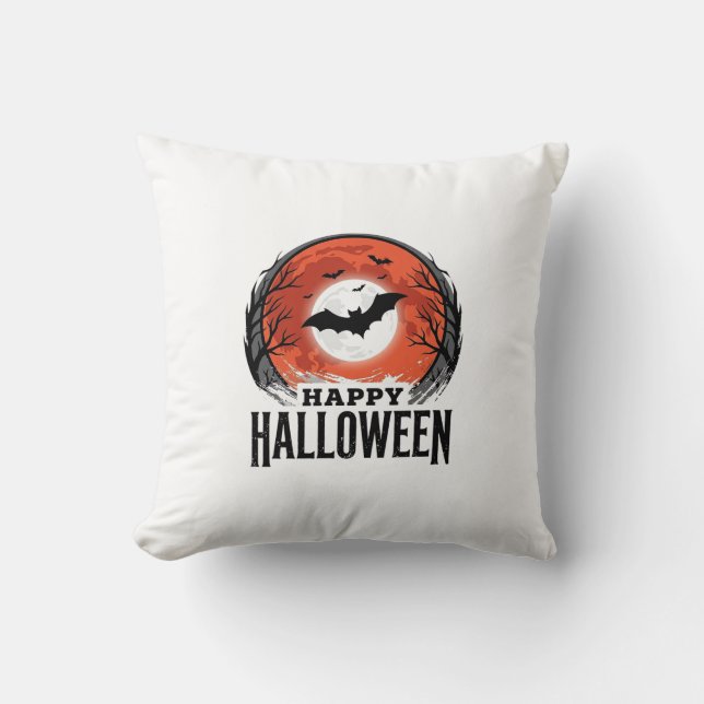 Coussin Conception de gravure de chauve-souris de lune d'H (Recto)
