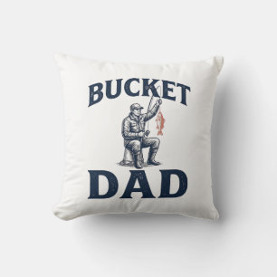 Coussin Conception de gravure vintage de pêche de papa de 