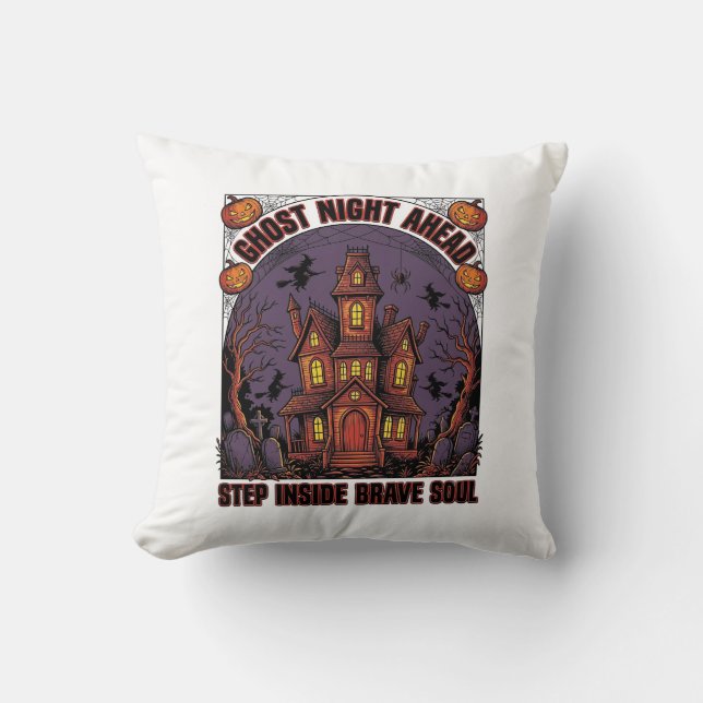 Coussin Conception de gravure vintage Halloween Maison han (Recto)
