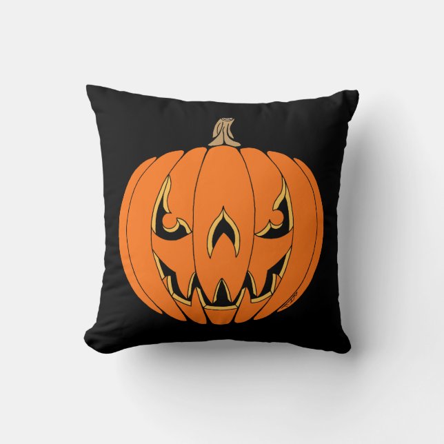 Coussin Conception de Halloween de citrouille Jack-o'-Lant (Recto)