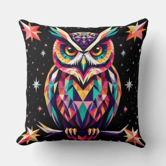 Coussin Conception de hibou géométrique