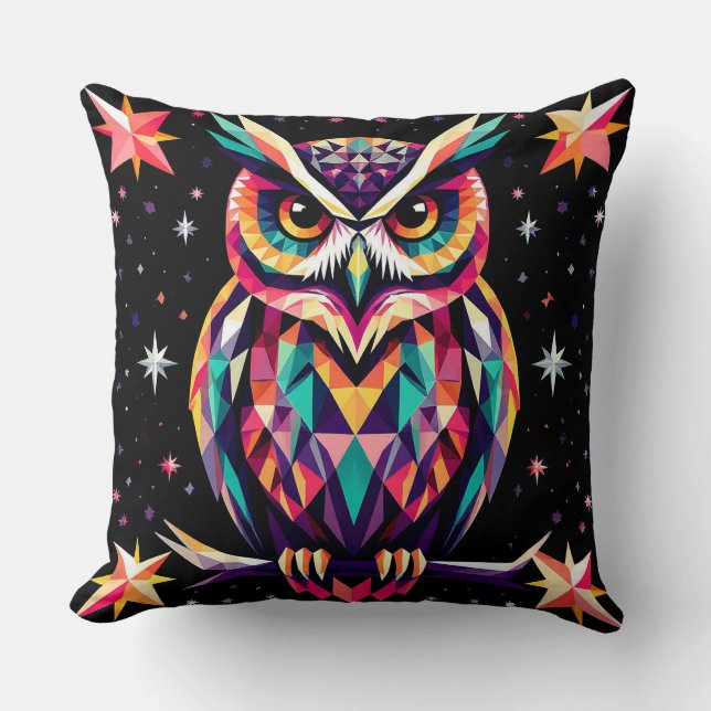 Coussin Conception de hibou géométrique (Recto)