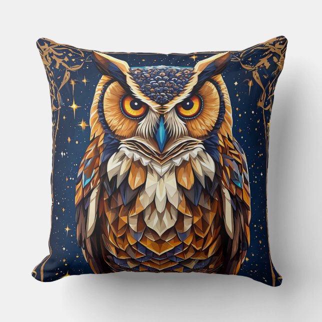 Coussin Conception de hibou géométrique avec des détails a (Recto)