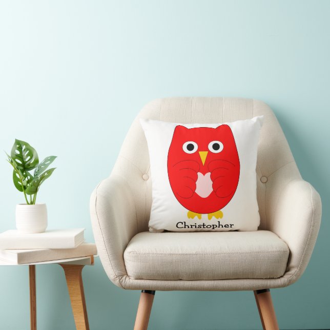 Coussin Conception de hibou rouge personnalisée (Chaise)