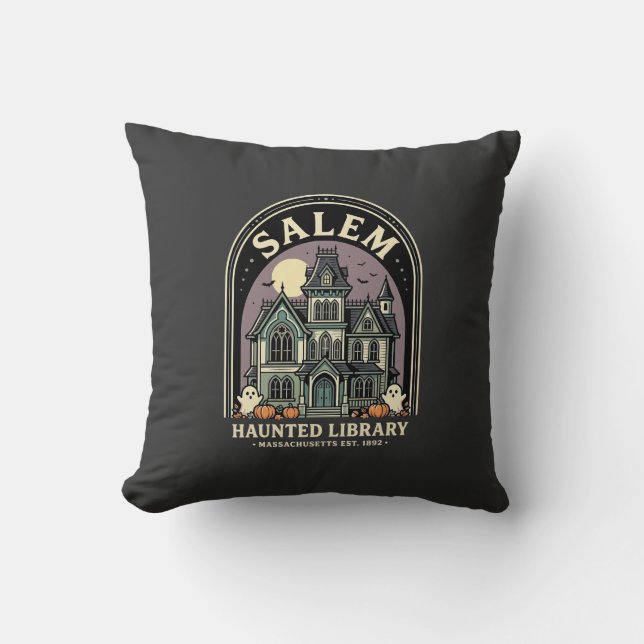 Coussin Conception de la bibliothèque hantée de Salem Hall (Recto)