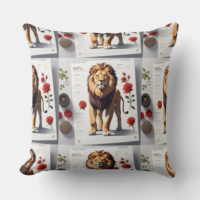 Coussin Conception de la face de lion romantique1 (Recto)