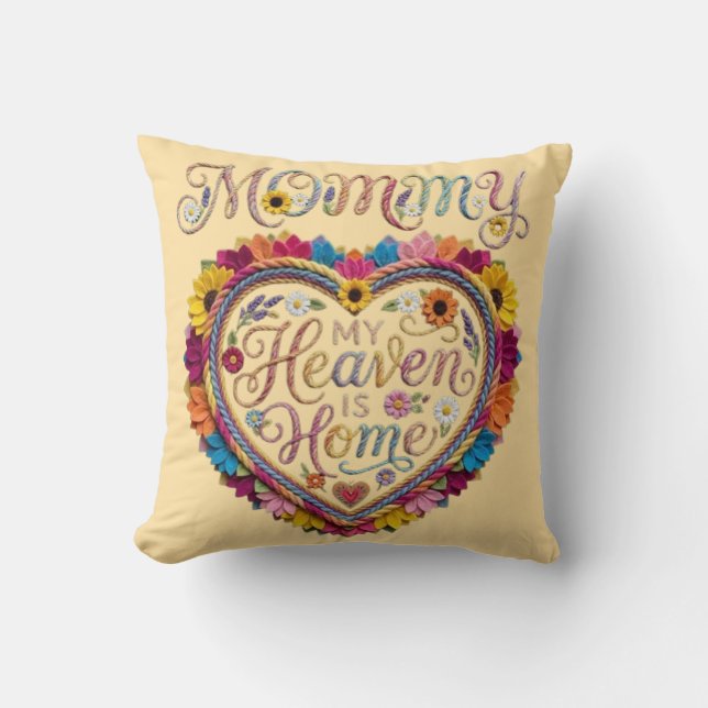 Coussin Conception de la fête des mères Cœur Floral (Recto)