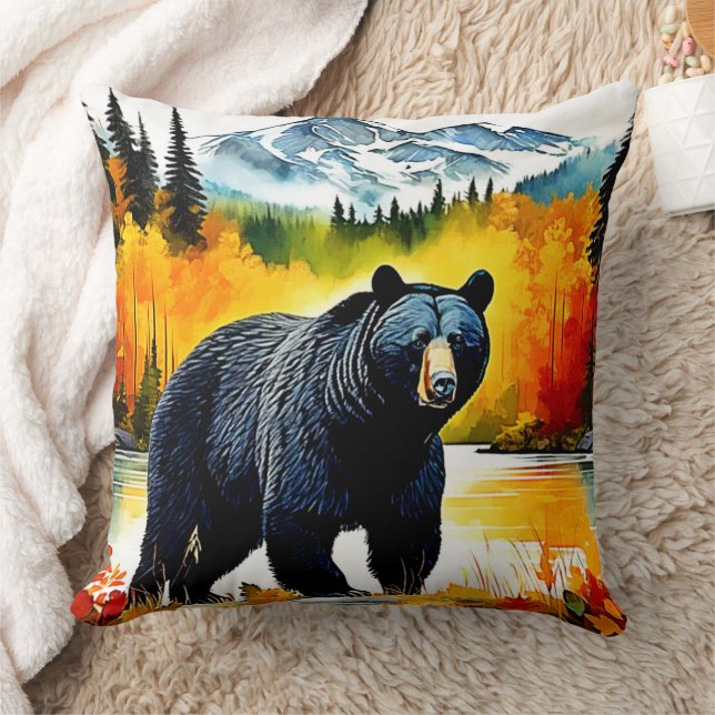 Coussin Conception de la rivière de l'ours noir (Couverture)