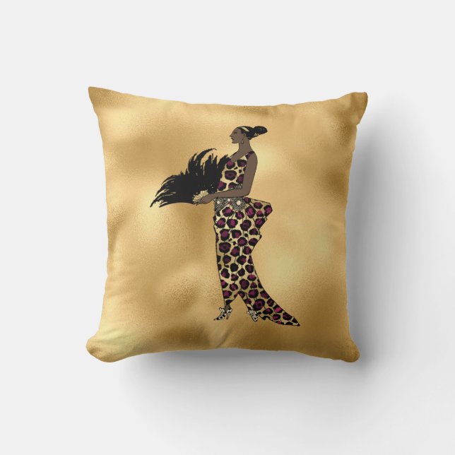 Coussin Conception de la série Burgundy et Gold Leopard 17 (Recto)