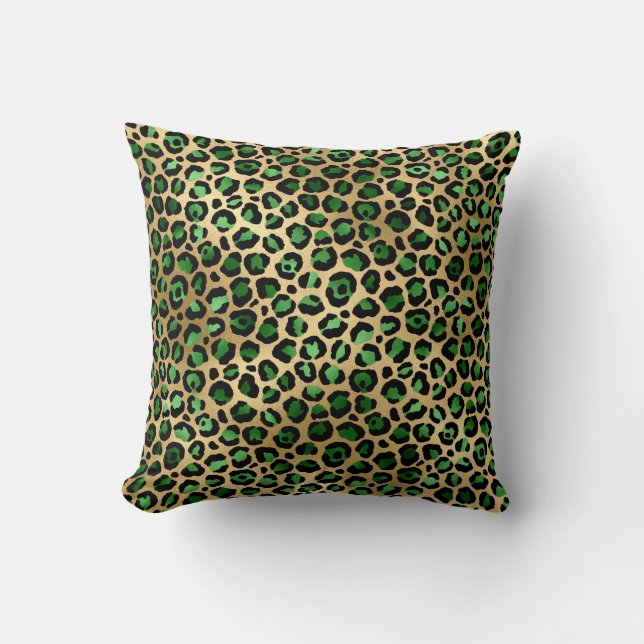 Coussin Conception de la série Safari Émeraude et Or 8 (Recto)