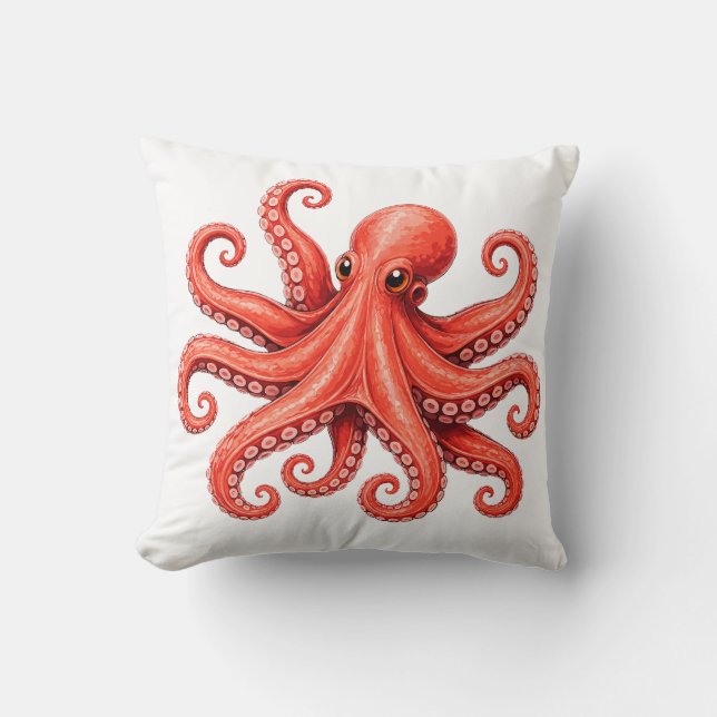 Coussin Conception de la vie marine de l'octopus océan (Recto)