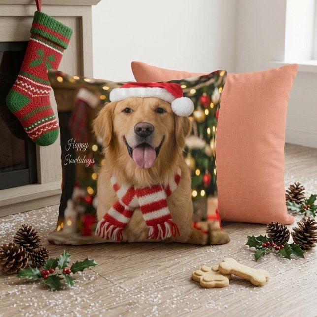 Coussin Conception de l'empreinte de patte de Noël de Retr (Créateur téléchargé)