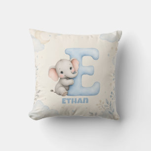Coussin Conception de lettre E personnalisée pour bébé élé