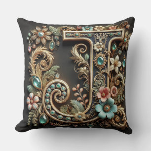 Coussin Conception de lettre J décorative élégante