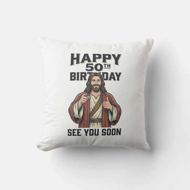 Coussin Conception de l'humour religieux pour votre 50e an (Recto)