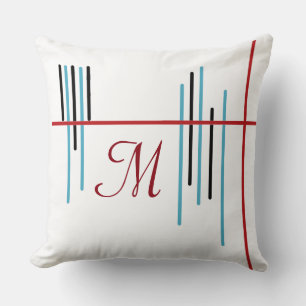 Coussin Conception de ligne Abstraite 1 avec Monogramme