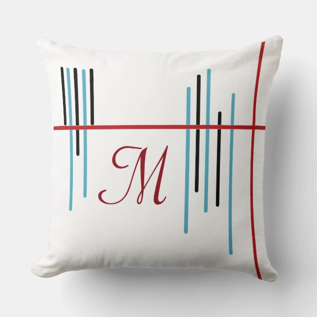 Coussin Conception de ligne Abstraite 1 avec Monogramme (Recto)