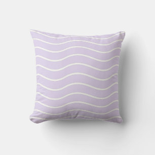 Coussin Conception de lignes ondulées violettes et blanche