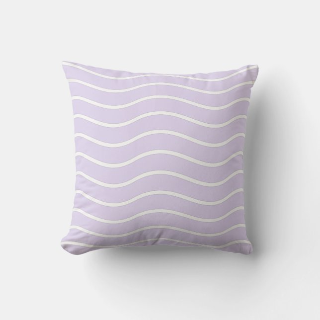 Coussin Conception de lignes ondulées violettes et blanche (Recto)
