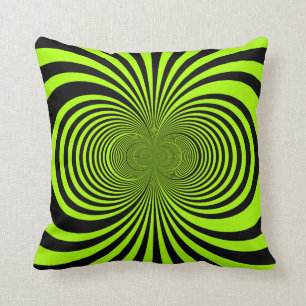 Coussin Conception de Lime Green et de Black Retro