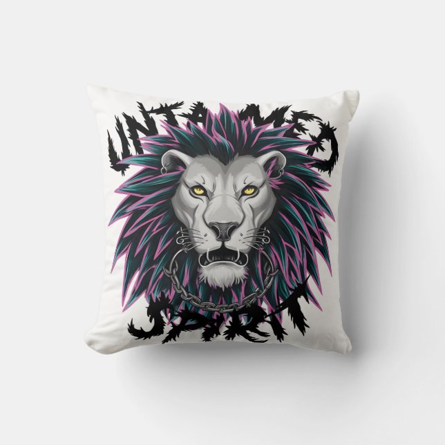 Coussin Conception de Lion Punk Spirit Untamed (Recto)