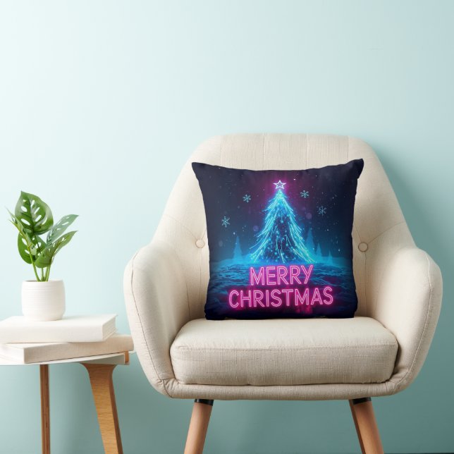 Coussin Conception de lueur des fêtes futuriste (Chaise)