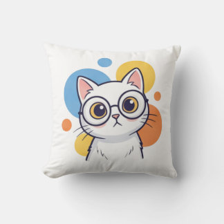 Coussin Conception de lunettes de chat blanc nerd intellig