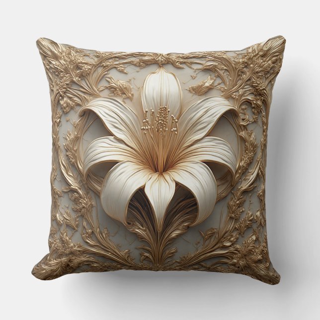 Coussin Conception de lys luxueuse - œuvre d'art ornementa (Recto)