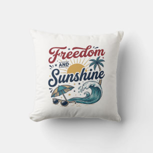 Coussin Conception de maillot de plage vintage Liberté Et