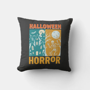 Coussin Conception de maison hantée Halloween Lune squelet