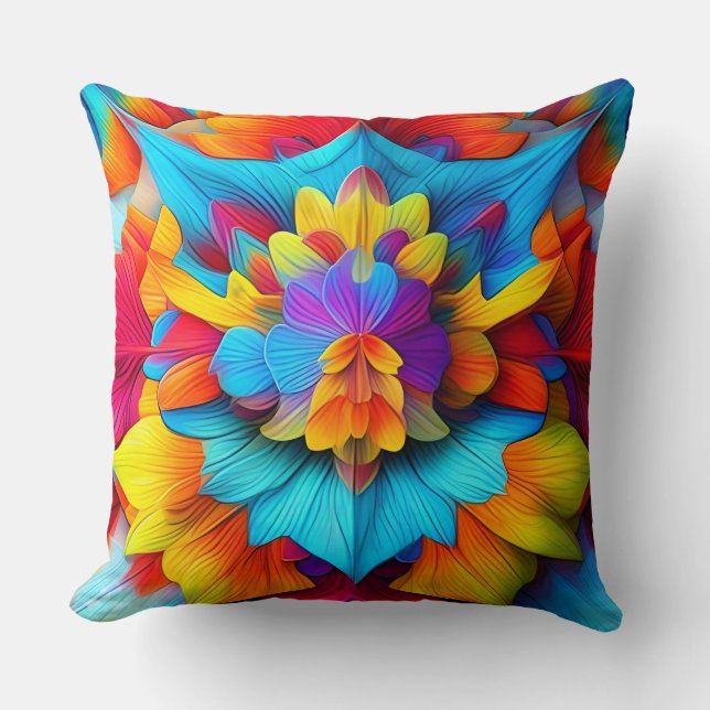 Coussin Conception de Mandala Florale colorée (Recto)