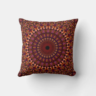 Coussin Conception de mandala marron floral
