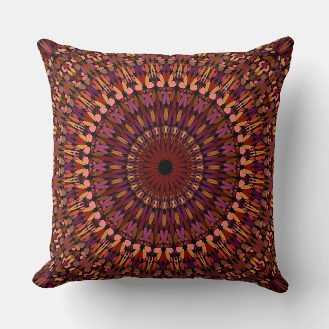 Coussin Conception de mandala marron floral (Recto)