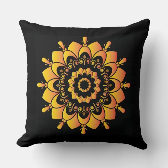 Coussin Conception de mandala unique doré (Recto)