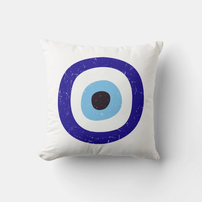 Coussin Conception de mauvais œil grec en détresse (Recto)
