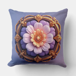 Coussin Conception de médaillon floral orné or